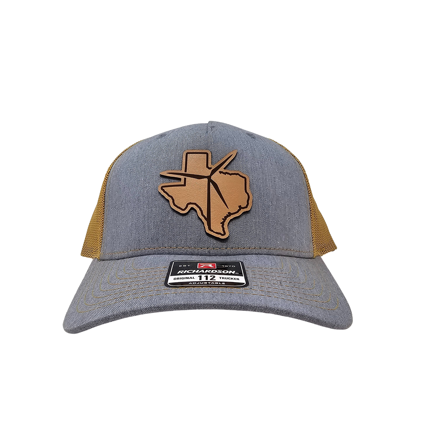 Texas Wind Leather Patch Cap (Heather Grey/Amber Gold)