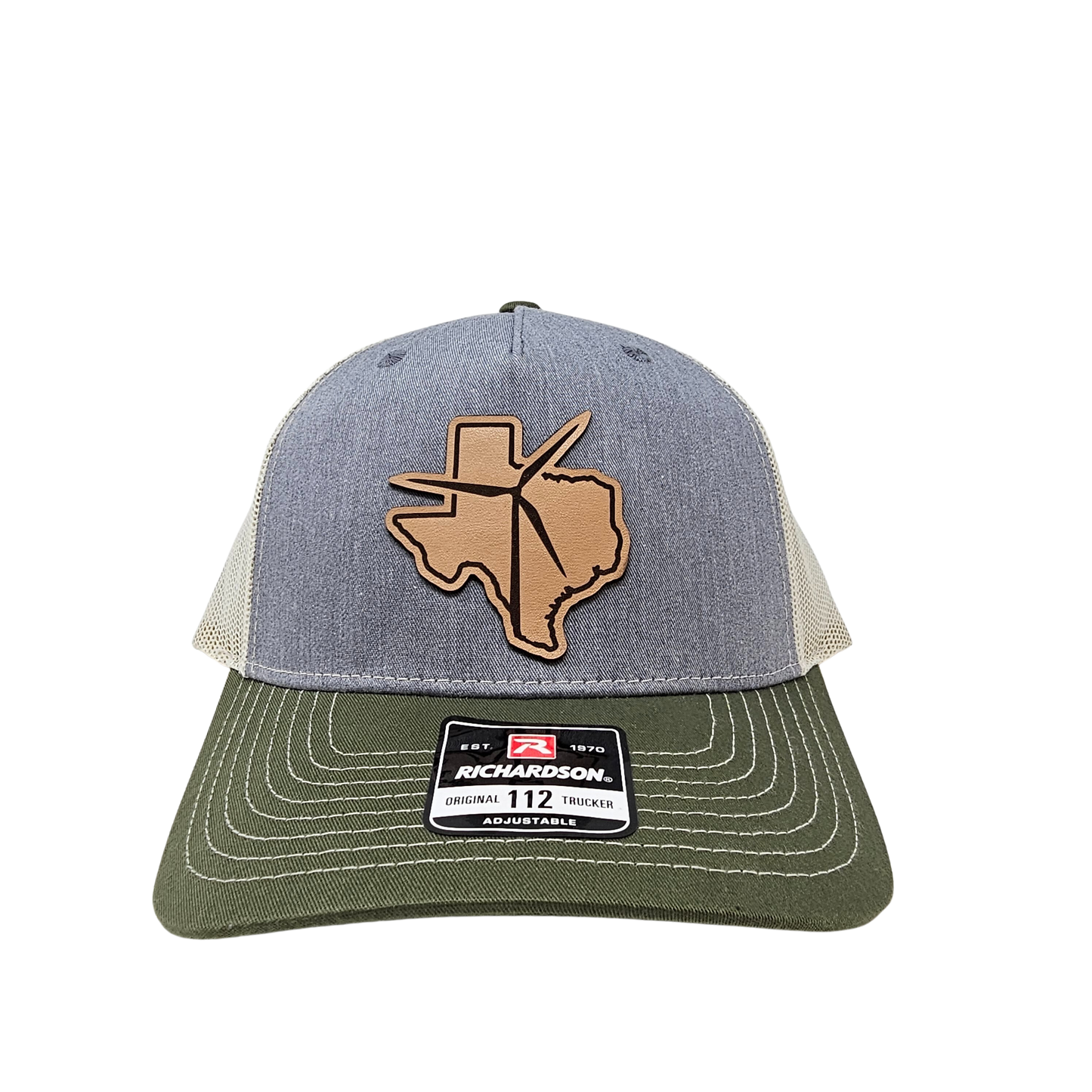 Texas Wind Leather Patch Cap (Heather Grey/Birch/Army Olive)