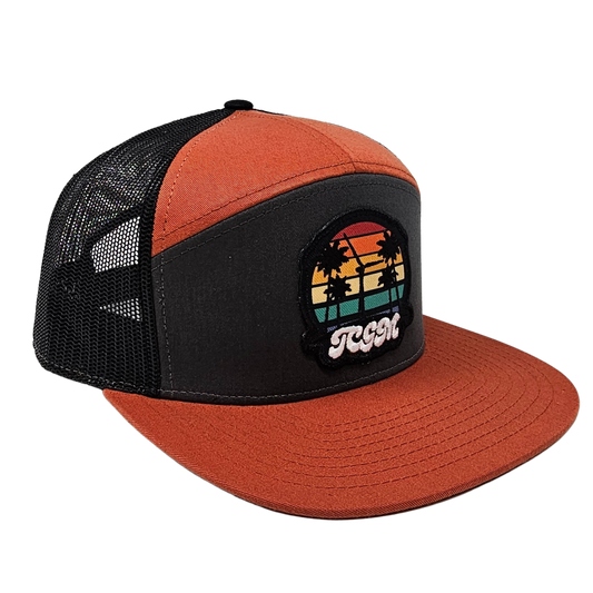 Beach Vibes 7 Panel Cap (Charcoal/Burnt Orange/Black)