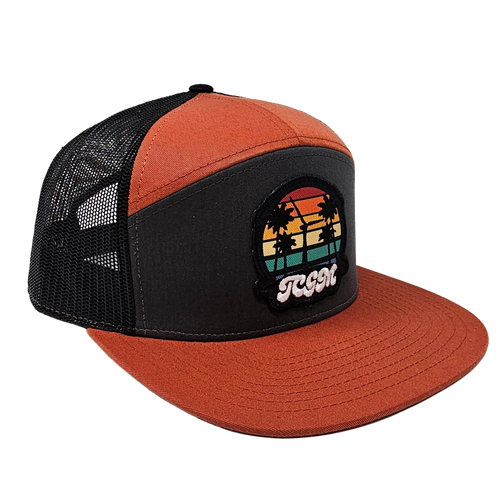 Beach Vibes 7 Panel Cap (Charcoal/Burnt Orange/Black)