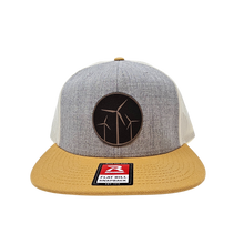 Leather Wind Patch Wool Trucker Mesh Snapback (Tri Heater Grey/Birch Biscuit)