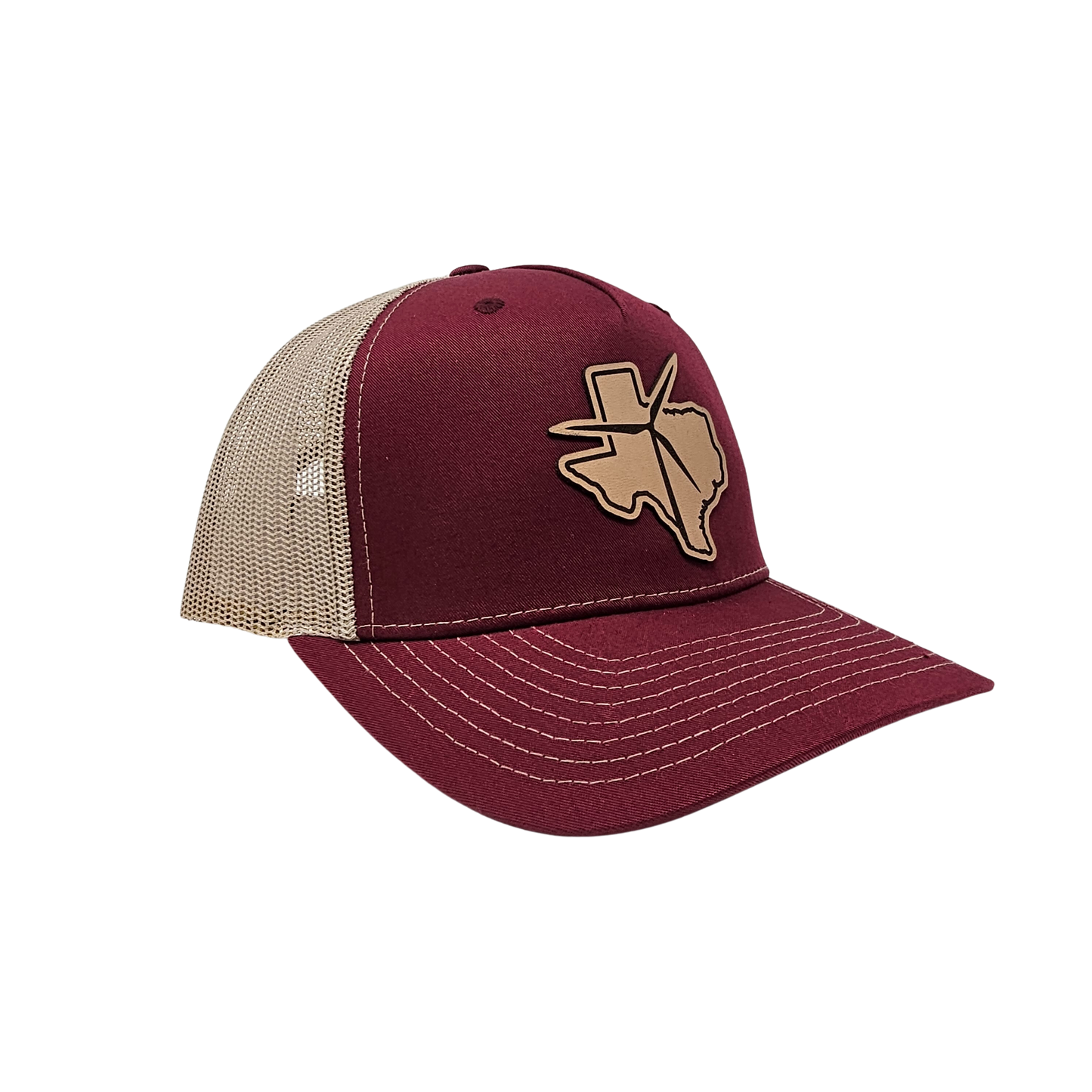 Texas Wind Leather Patch Cap (Cardinal/Tan)
