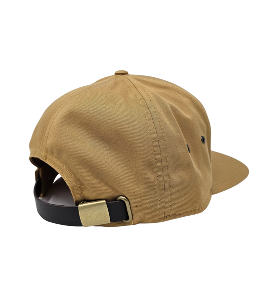 Beach Vibes 7 Panel Twill Camper Style Leather Strap Back (Biscuit)