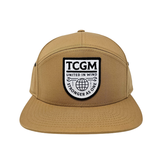 United in Wind 7 Panel Twill Camper Style Leather Strap Back (Biscuit)
