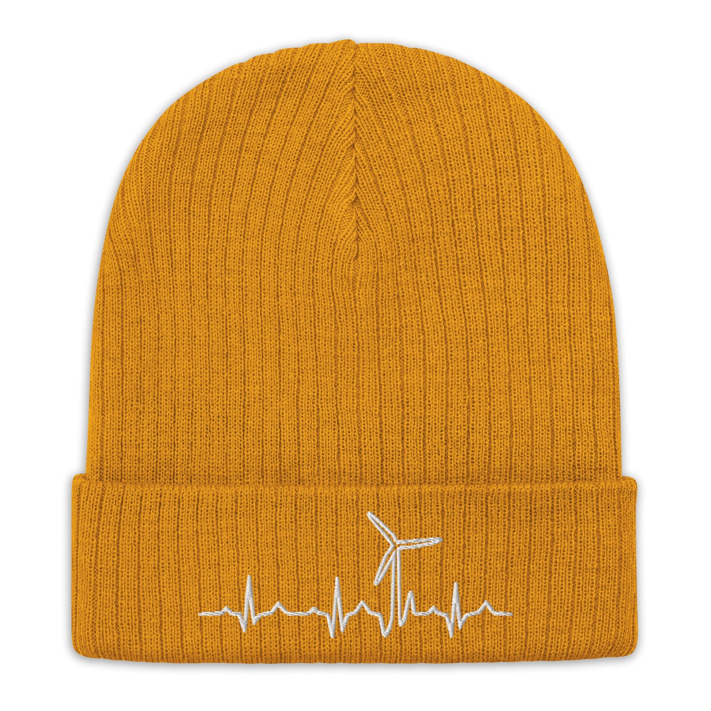 Wind Turbine Heart Beat Ribbed knit beanie